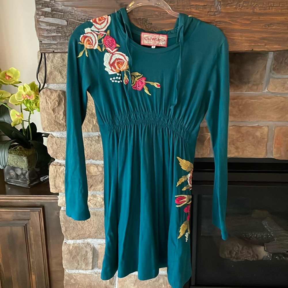 Johnny Was Embroidered Hoodie Dress